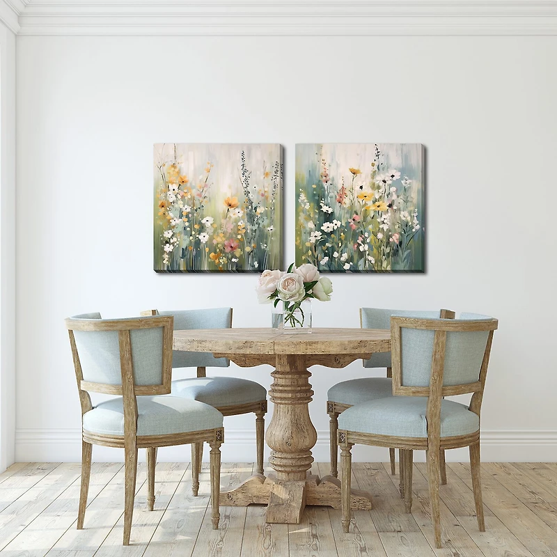 Streamline Art Tranquil Meadow Tones Ii Hand Embellished Canvas Art