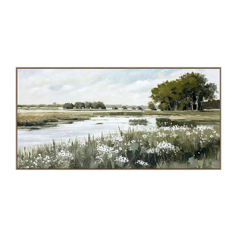 Streamline Art Meadow Reflection Hand Embellished Canvas Art