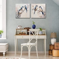 Streamline Art Elegant Bird Silhouettes  Hand Embellished Canvas Art