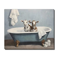 Streamline Art Bathtub Goats Ii Hand Embellished Canvas Art