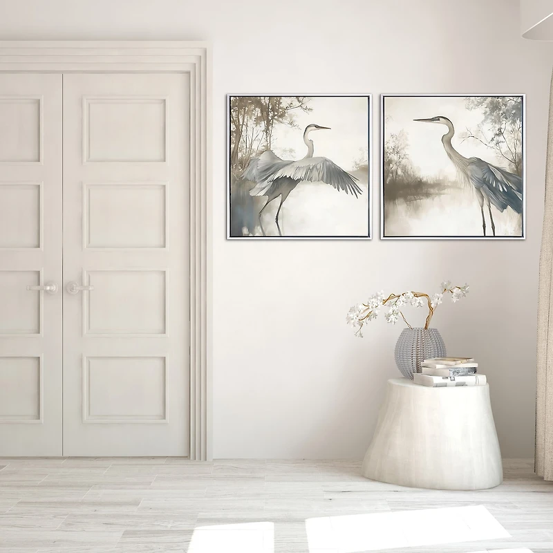 Streamline Art Feathers On Water Ii Hand Embellished Canvas Art