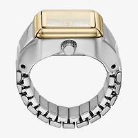 Relic By Fossil New! Relic By Fossil Women'S Silver And Gold Tone Ring Watch Zr44100 Mens Silver Tone Stainless Steel Bracelet Watch Zr44100