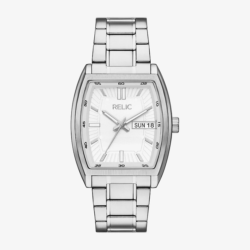 Relic By Fossil Mens Silver Tone Stainless Steel Bracelet Watch Zr77346