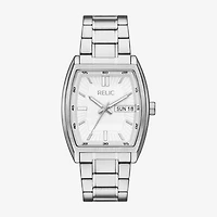 Relic By Fossil Mens Silver Tone Stainless Steel Bracelet Watch Zr77346