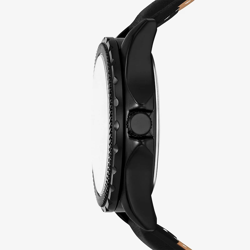 Relic By Fossil Mens Black Leather Strap Watch Zr16052
