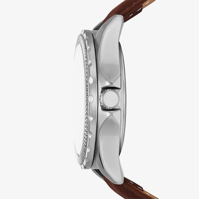 Relic By Fossil Mens Brown Leather Strap Watch Zr16053