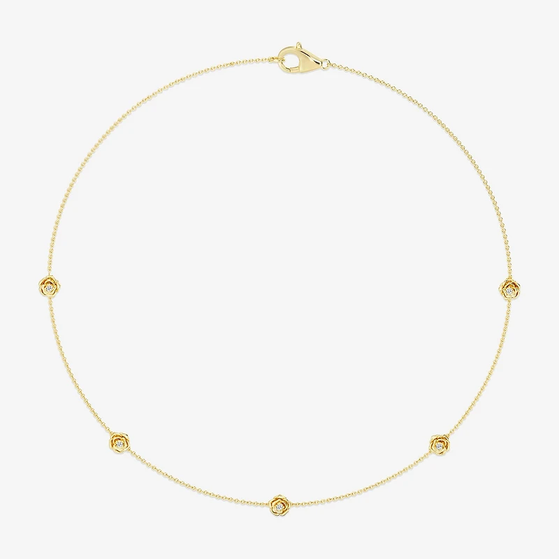 Enchanted Disney Fine Jewelry Belle (I / I2) Womens 14K Gold Over Silver 18 Inch Cable Chain Necklace