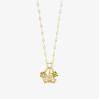 Enchanted Disney Fine Jewelry Belle (I / I2) Womens Diamond Accent Genuine Yellow Citrine 14K Gold Over Silver 18 Inch Pendant Necklace