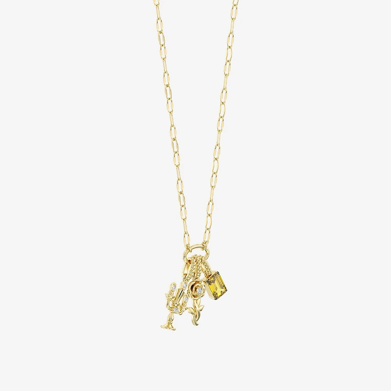 Enchanted Disney Fine Jewelry Belle (I / I2) Womens Diamond Accent Genuine Yellow Citrine 14K Gold Over Silver 18 Inch Pendant Necklace