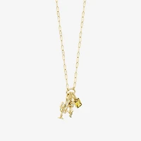 Enchanted Disney Fine Jewelry Belle (I / I2) Womens Diamond Accent Genuine Yellow Citrine 14K Gold Over Silver 18 Inch Pendant Necklace
