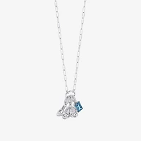 Enchanted Disney Fine Jewelry Cinderella (I / I2) Womens Diamond Accent Genuine Blue Topaz Sterling Silver 18 Inch Pendant Necklace