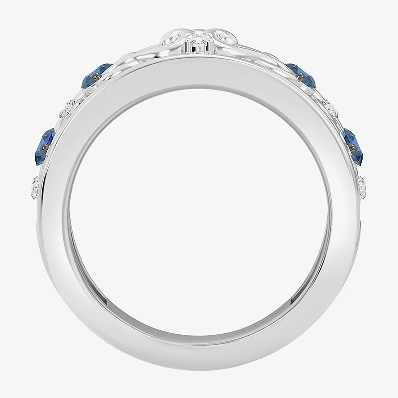Enchanted Disney Fine Jewelry Cinderella (I / I2) Womens 1/10 CT. T.W. Genuine Blue Topaz Sterling Silver Princess Band