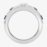 Enchanted Disney Fine Jewelry Cinderella (I / I2) Womens 1/10 CT. T.W. Genuine Blue Topaz Sterling Silver Princess Band