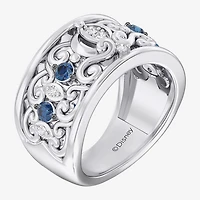 Enchanted Disney Fine Jewelry Cinderella (I / I2) Womens 1/10 CT. T.W. Genuine Blue Topaz Sterling Silver Princess Band
