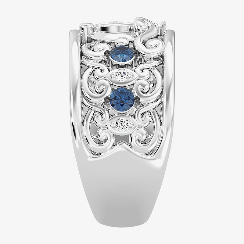 Enchanted Disney Fine Jewelry Cinderella (I / I2) Womens 1/10 CT. T.W. Genuine Blue Topaz Sterling Silver Princess Band