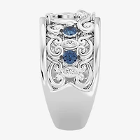 Enchanted Disney Fine Jewelry Cinderella (I / I2) Womens 1/10 CT. T.W. Genuine Blue Topaz Sterling Silver Princess Band