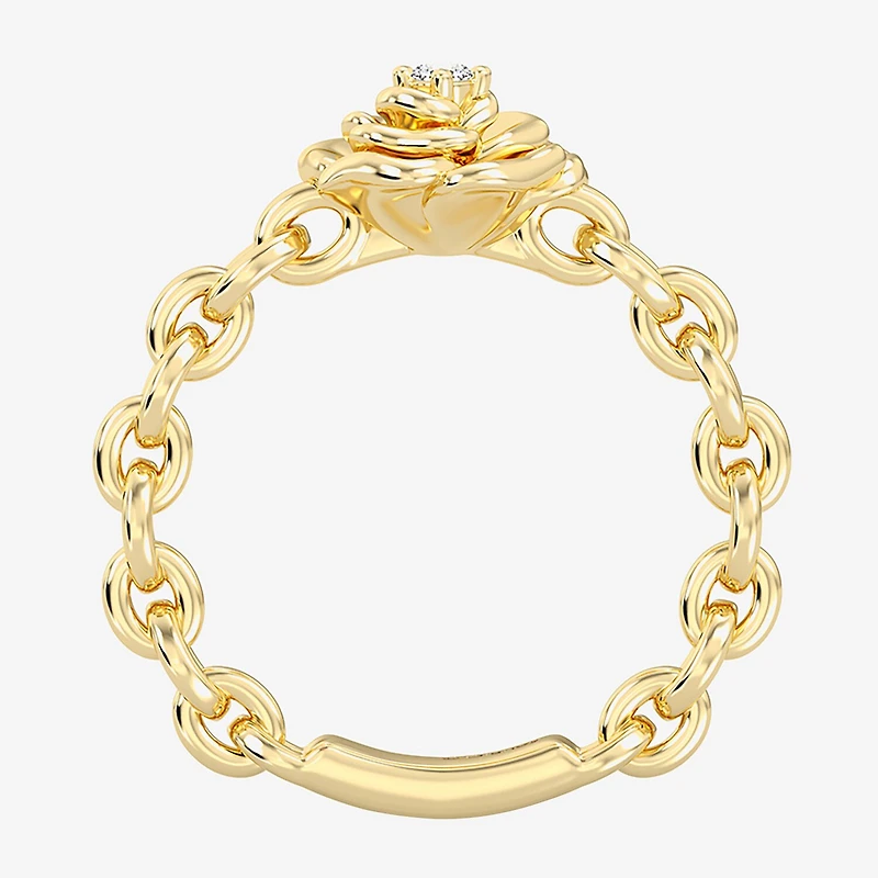 Enchanted Disney Fine Jewelry Belle (I / I2) Womens Diamond Accent Lab Grown White 14K Gold Over Silver Princess Cocktail Ring