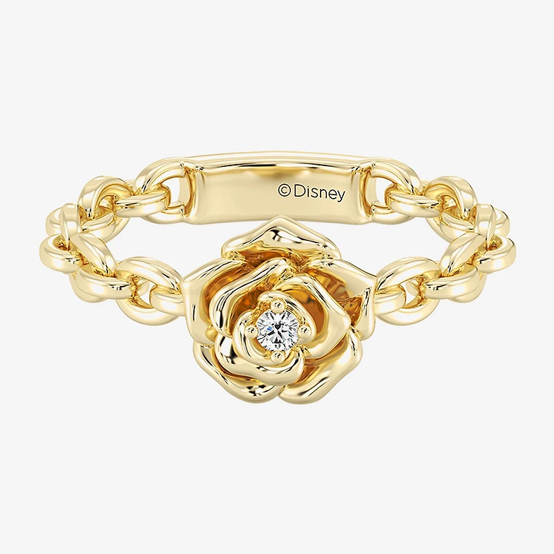Enchanted Disney Fine Jewelry Belle (I / I2) Womens Diamond Accent Lab Grown White 14K Gold Over Silver Princess Cocktail Ring
