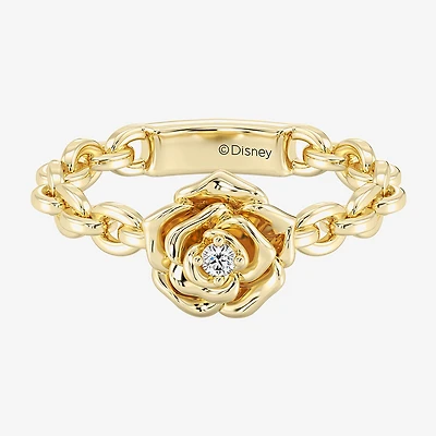 Enchanted Disney Fine Jewelry Belle (I / I2) Womens Diamond Accent Lab Grown White 14K Gold Over Silver Princess Cocktail Ring