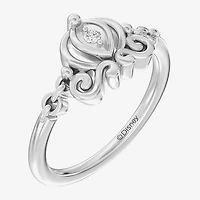 Enchanted Disney Fine Jewelry Cinderella (I / I2) Womens Diamond Accent Lab Grown White Sterling Silver Princess Cocktail Ring