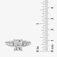 F / Vs2) Womens 2 CT. T.W. Lab Grown White Diamond 10K Gold Rectangular Side Stone Engagement Ring