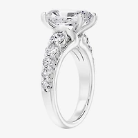 F / Vs2) Womens 2 CT. T.W. Lab Grown White Diamond 10K Gold Rectangular Side Stone Engagement Ring