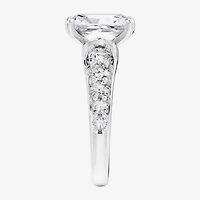 F / Vs2) Womens 2 CT. T.W. Lab Grown White Diamond 10K Gold Rectangular Side Stone Engagement Ring