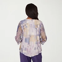 Alfred Dunner Grand Bazaar Womens Crew Neck 3/4 Sleeve T-Shirt
