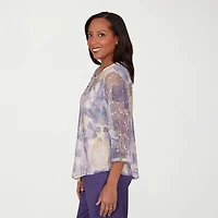 Alfred Dunner Grand Bazaar Womens Crew Neck 3/4 Sleeve T-Shirt