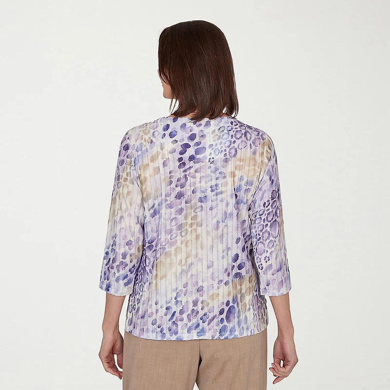 Alfred Dunner Grand Bazaar Womens Round Neck 3/4 Sleeve T-Shirt