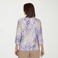 Alfred Dunner Grand Bazaar Womens Round Neck 3/4 Sleeve T-Shirt