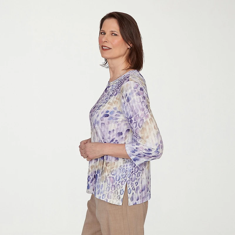 Alfred Dunner Grand Bazaar Womens Round Neck 3/4 Sleeve T-Shirt