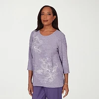 Alfred Dunner Grand Bazaar Womens Crew Neck 3/4 Sleeve T-Shirt