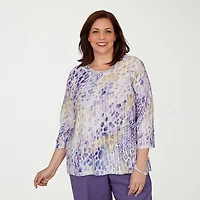 Alfred Dunner Grand Bazaar Womens Plus Crew Neck 3/4 Sleeve T-Shirt