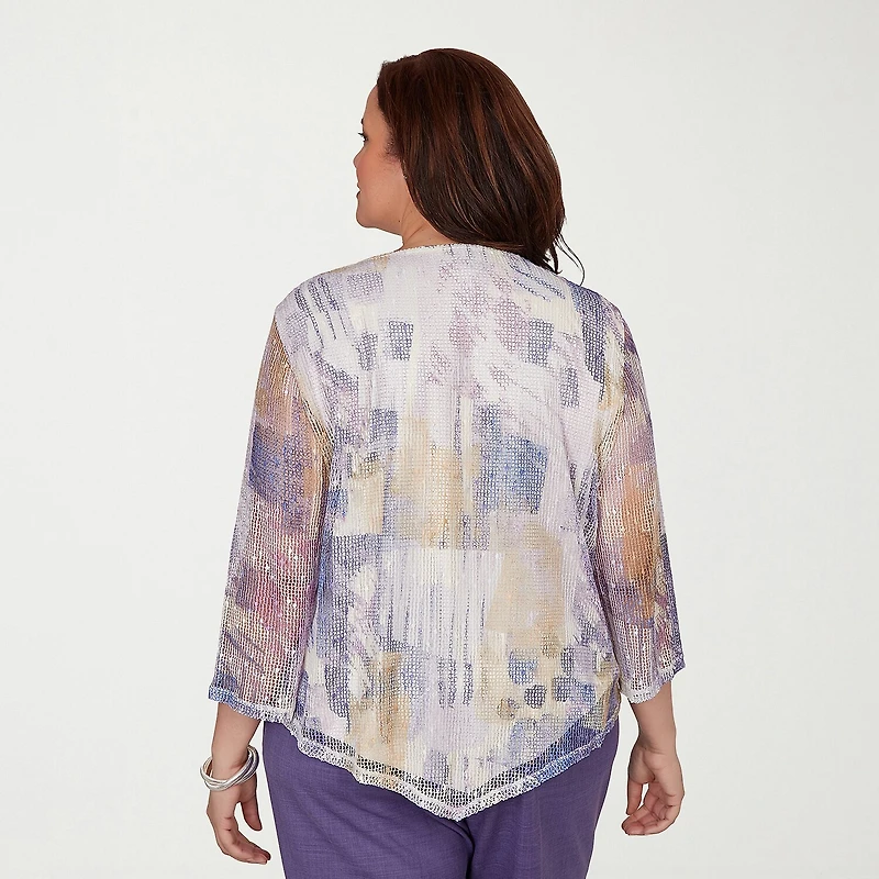 Alfred Dunner Grand Bazaar Womens Plus Crew Neck 3/4 Sleeve T-Shirt