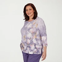Alfred Dunner Grand Bazaar Womens Plus Crew Neck 3/4 Sleeve T-Shirt