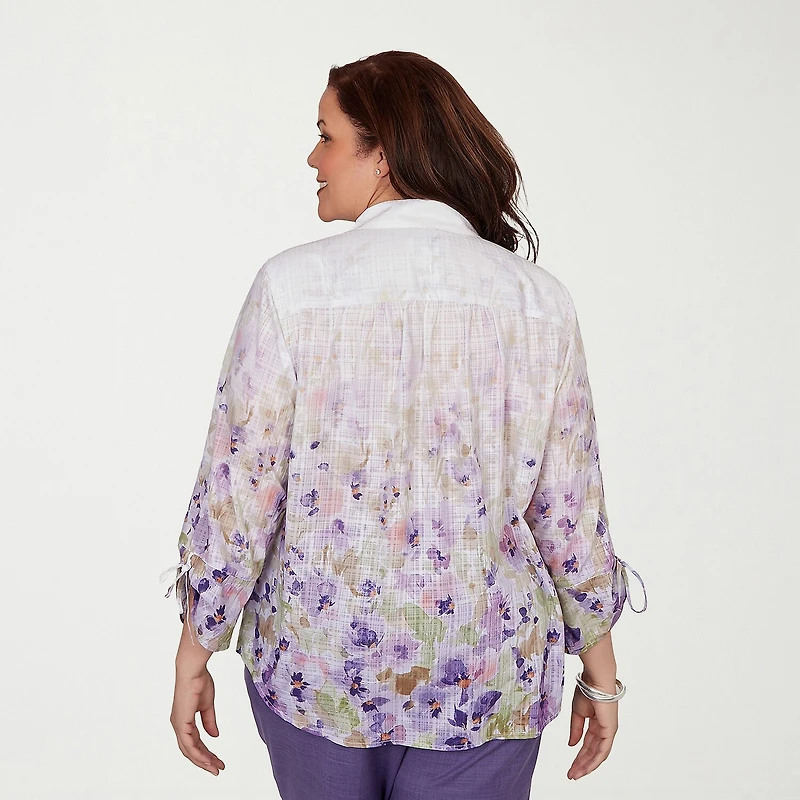 Alfred Dunner Grand Bazaar Womens Plus 3/4 Sleeve Blouse