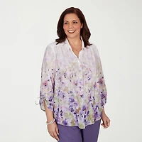 Alfred Dunner Grand Bazaar Womens Plus 3/4 Sleeve Blouse