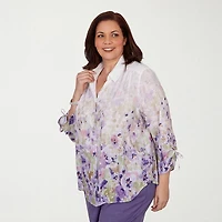 Alfred Dunner Grand Bazaar Womens Plus 3/4 Sleeve Blouse
