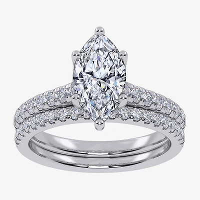 (G / Vs2-Si1) Womens 4 1/2 CT. T.W. Lab Grown White Diamond 10K Gold Marquise Side Stone Bridal Set
