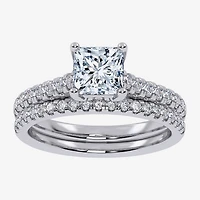G/Vs2-Si1 Womens 2 1/2 CT. T.W. Lab Grown White Diamond 10K Gold Side Stone Bridal Set