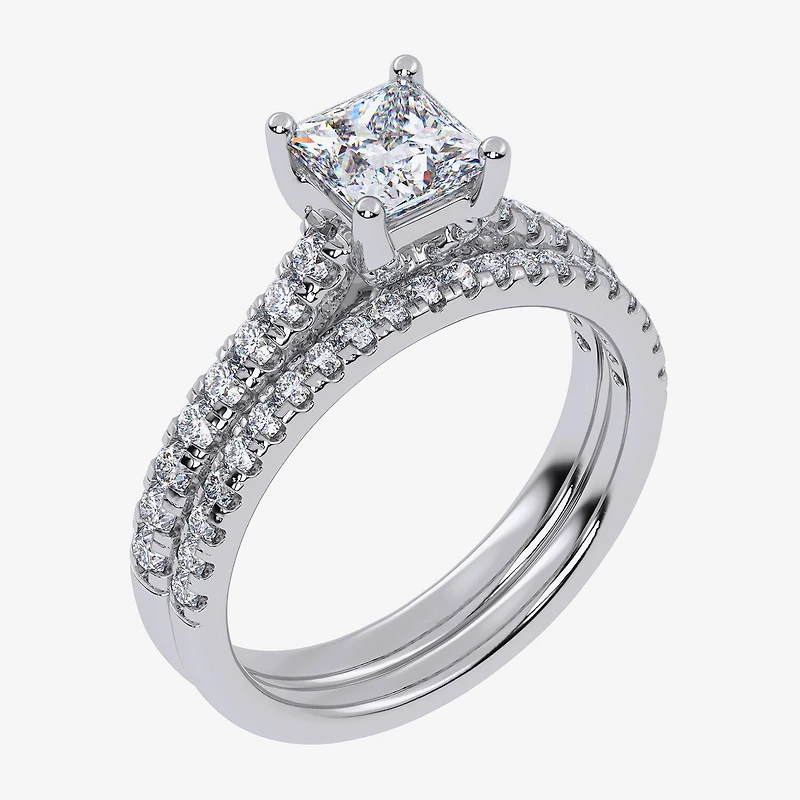 G/Vs2-Si1 Womens 2 1/2 CT. T.W. Lab Grown White Diamond 10K Gold Side Stone Bridal Set
