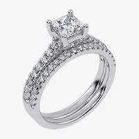 G/Vs2-Si1 Womens 2 1/2 CT. T.W. Lab Grown White Diamond 10K Gold Side Stone Bridal Set