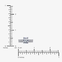(G / Vs2-Si1) Womens 2 1/2 CT. T.W. Lab Grown White Diamond 10K Gold Rectangular Side Stone Bridal Set