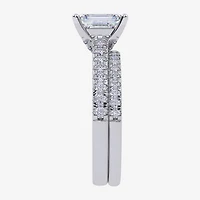 (G / Vs2-Si1) Womens 2 1/2 CT. T.W. Lab Grown White Diamond 10K Gold Rectangular Side Stone Bridal Set