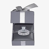 (G / Vs2-Si1) Womens 2 1/2 CT. T.W. Lab Grown White Diamond 10K Gold Rectangular Side Stone Bridal Set