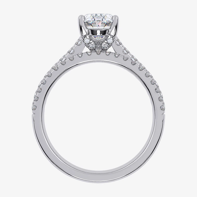 (G / Vs2-Si1) Womens 1 CT. T.W. Lab Grown White Diamond 10K Gold Oval Side Stone Bridal Set