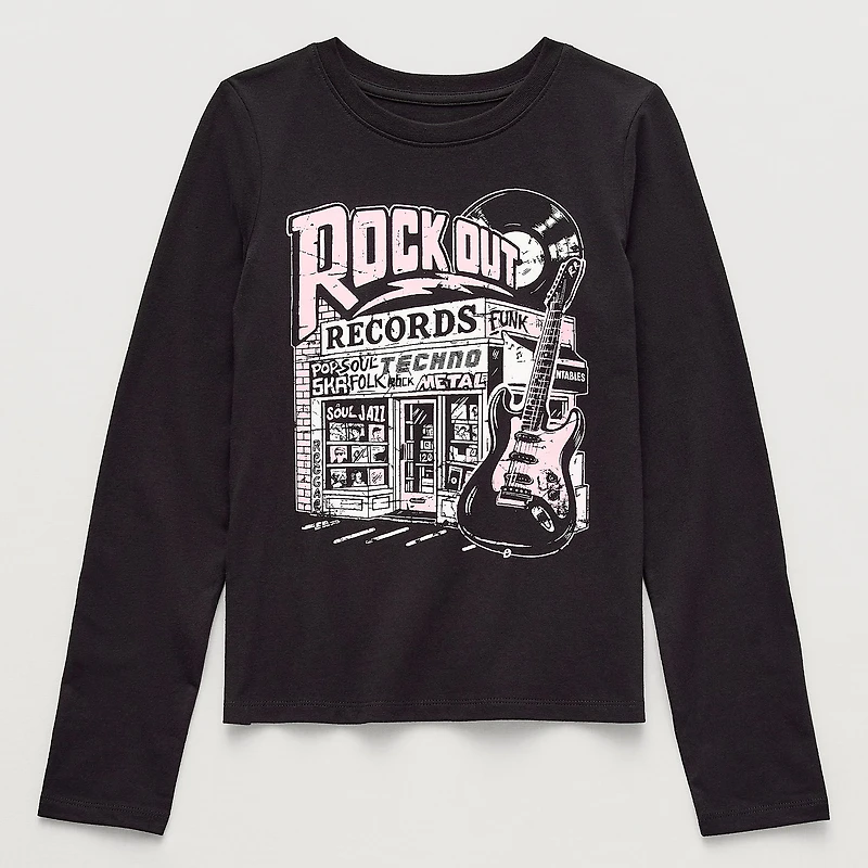 Thereabouts Little & Big Kid Girls Crew Neck Short Sleeve Classic Fit Graphic T-Shirt