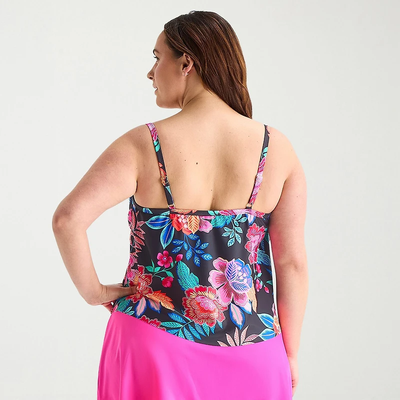 Sonnet Shores Womens Floral Plus Tankini Swimsuit Top