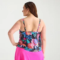 Sonnet Shores Womens Floral Plus Tankini Swimsuit Top